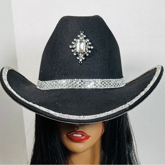 Black Rhinestone Cowboy Hat | Cowboy Carter Inspired | Handmade Statement Hat - Picture 1 of 3
